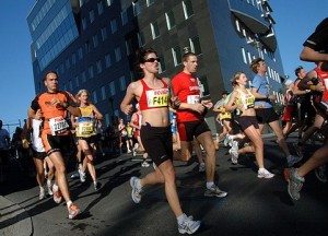 People running a marathon