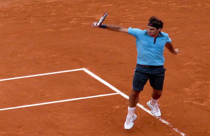 Someone playing tennis at The French Open