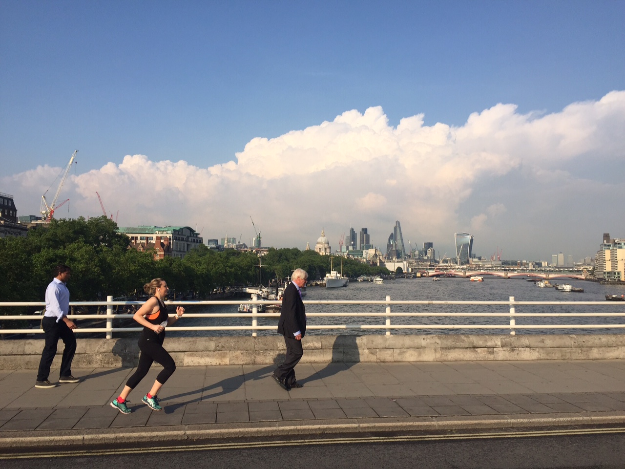 Katriona Ryan, running from work across Waterloo Bridge