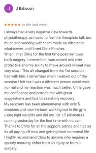 Review for Chris Pinches, Physiotherapist with Central Health Physiotherapy