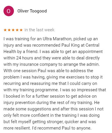 A review by Oliver Toogood for Paul King, Central Health Physiotherapy