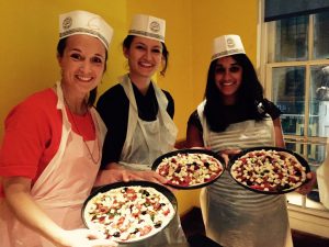 Pizza making evening. Picture shows Lucy Lucie and Shefali from Central Health Physiotherapy