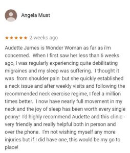Patient review for Audette James, Central Health Physiotherapy