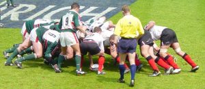 A picture of a rugby scrum